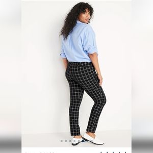 High-Waisted Windowpane-Plaid Pixie Skinny Ankle Pants for Women Size 16